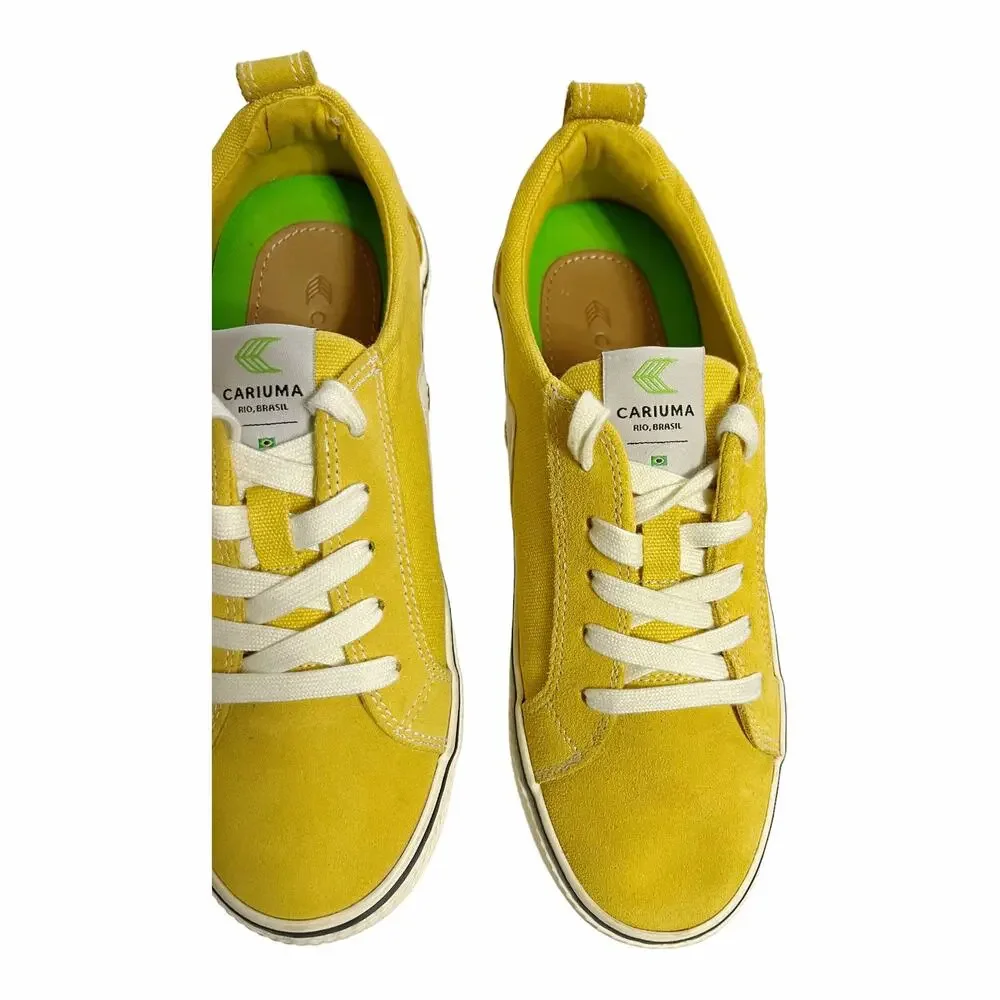 CARIUMA Yellow Sneakers OCA Low Canvas Lace Up Logo Round Toe Shoes EU 37 US 6.5 - Picture 12 of 12